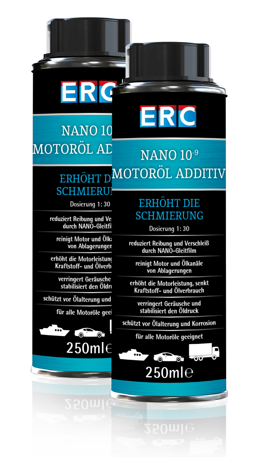 2 x 250 ml ERC NANO 10-9 Motoröl Additiv Motorbeschichtung Ölzusatz Versiegelung