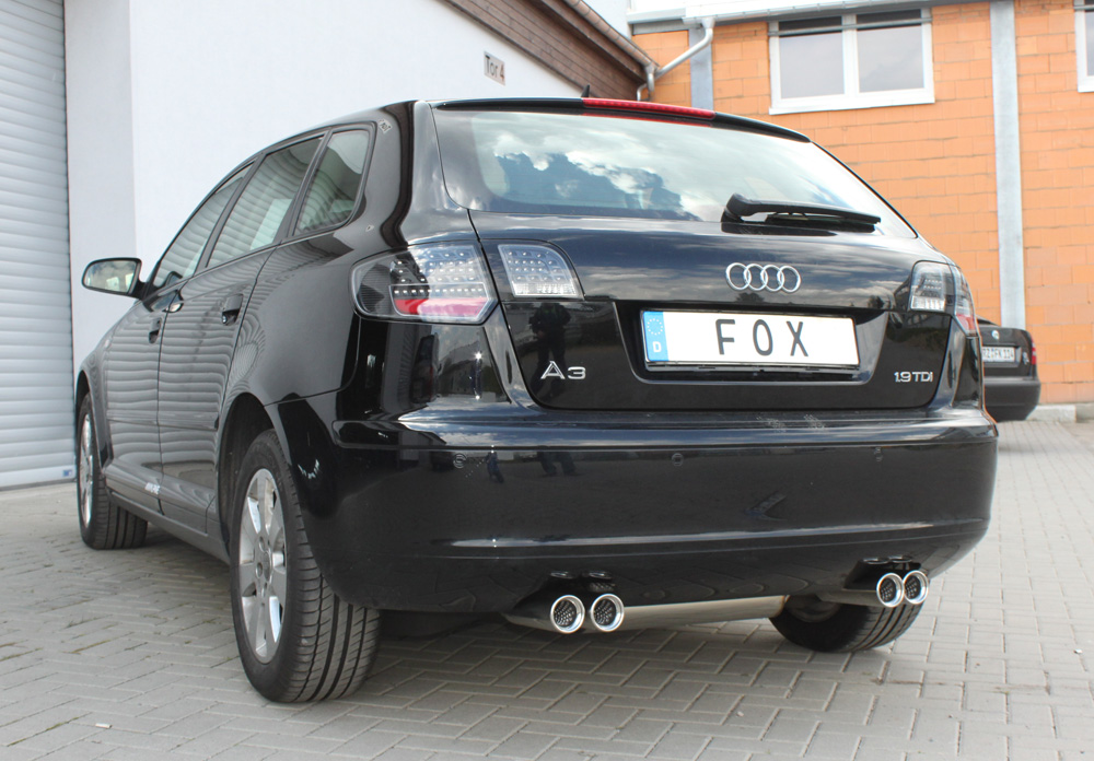 Fox Duplex Auspuff Sportauspuff Komplettanlage für Audi A3 8P Sportback 1.6l