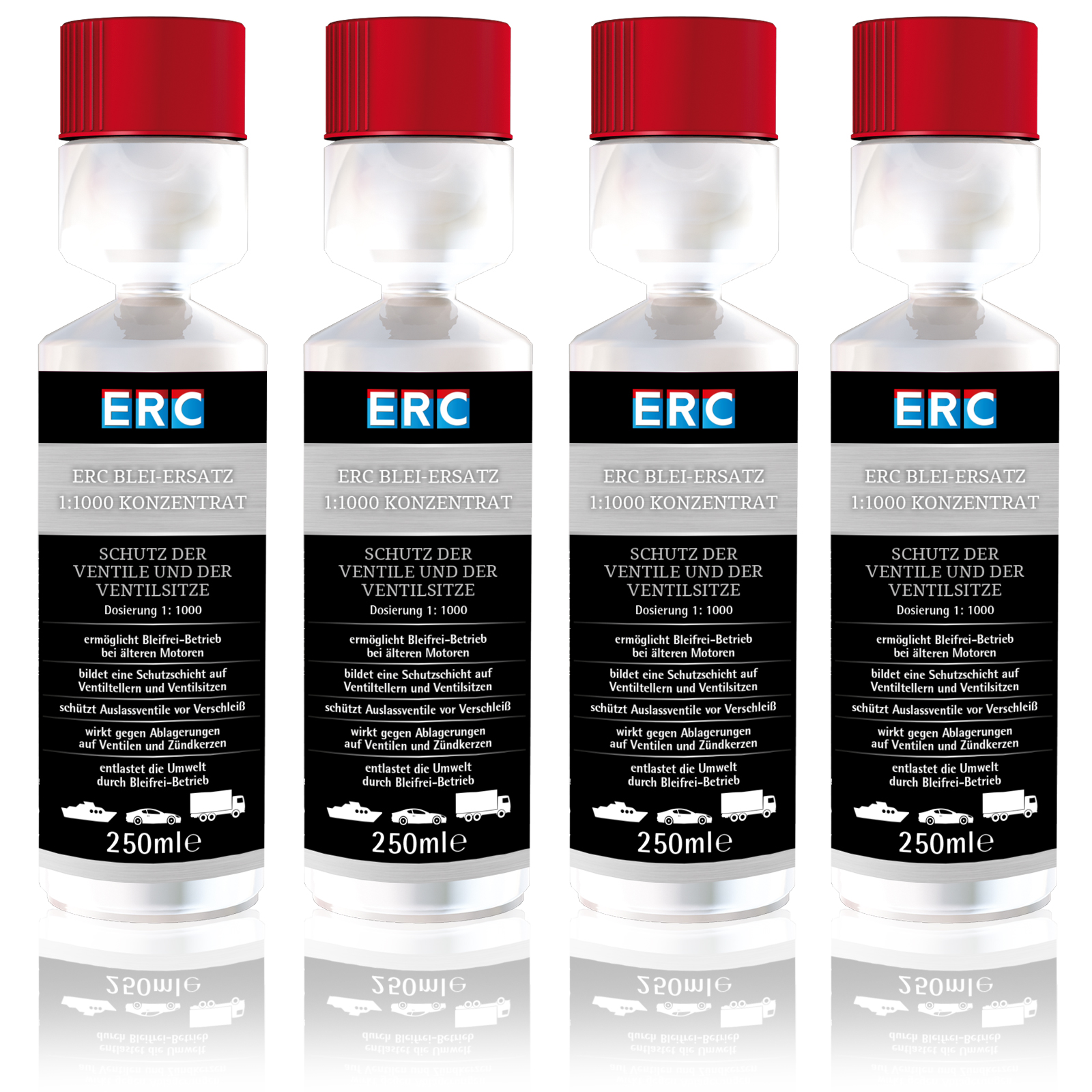4 x 250 ml ERC Bleiersatz Benzinzusatz Blei Ersatz für Oldtimer Ventilschutz