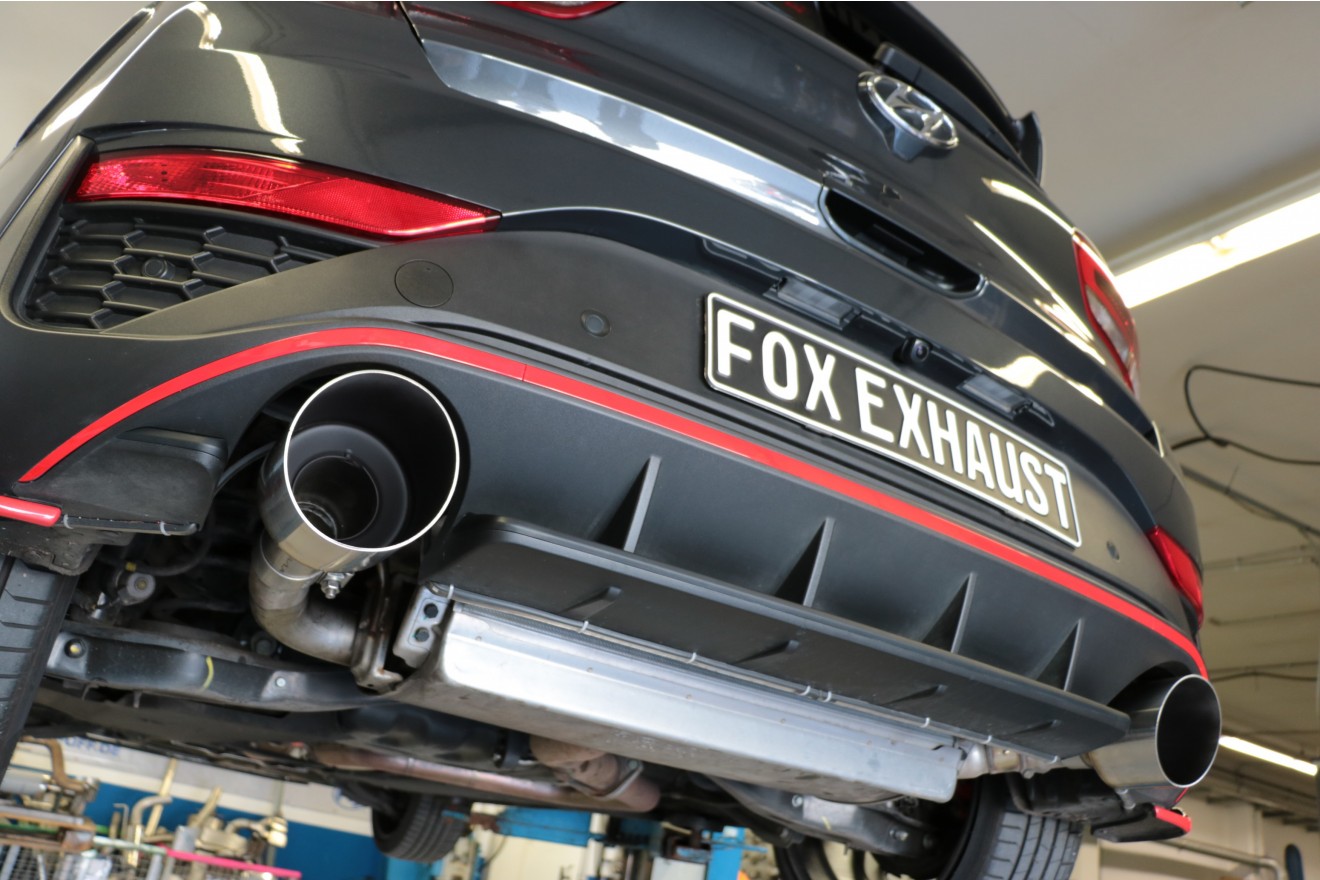 Fox Duplex Endrohrpaar für Hyundai i30N Facelift auf original Endschalldämpfer