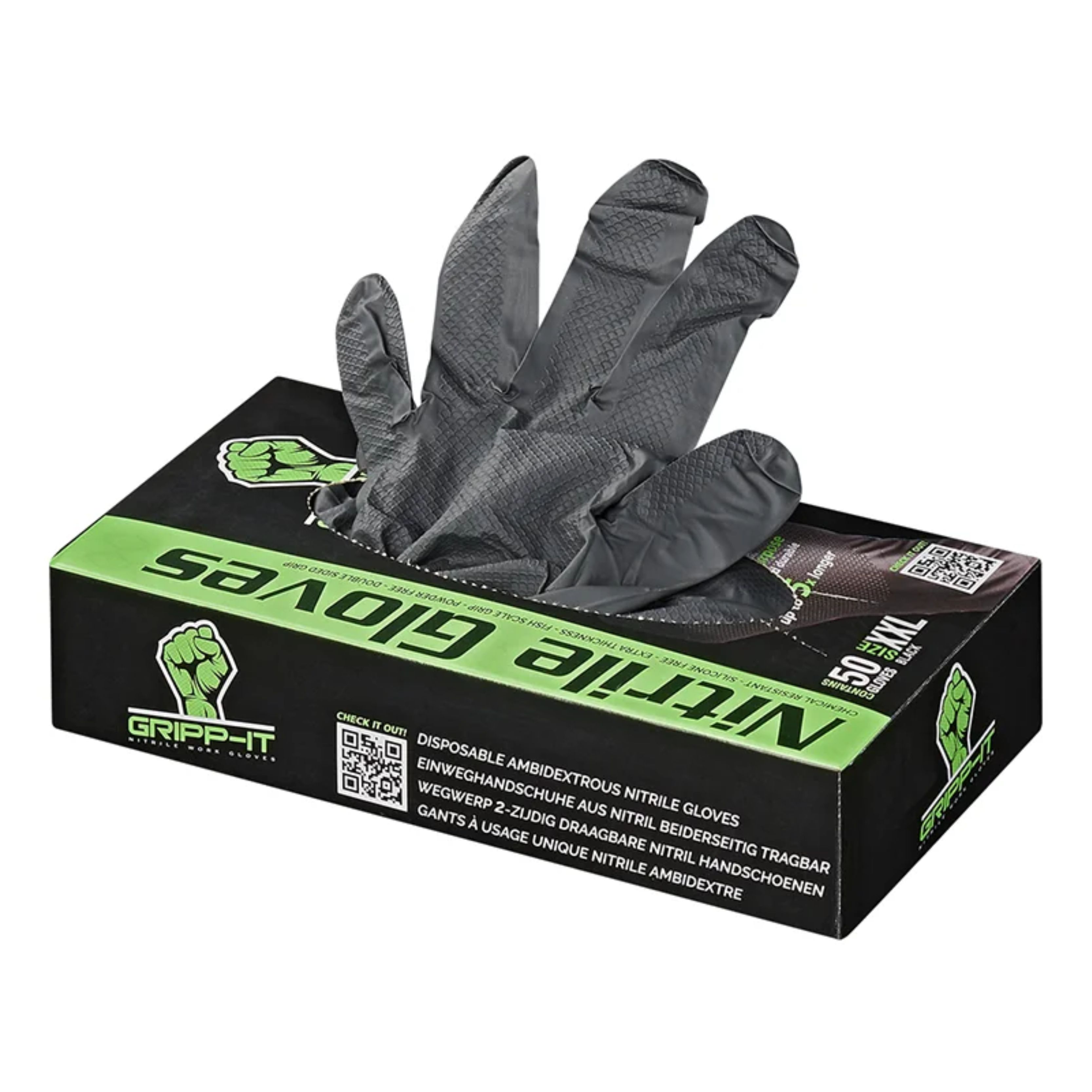 Nitril Einweghandschuhe Einweg-Handschuhe Einmalhandschuhe Gripp-IT XXL schwarz