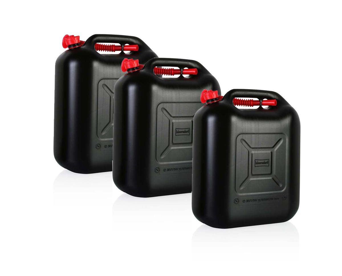 3x Benzinkanister Kraftstoffkanister Kunststoff Reservekanister schwarz 20L