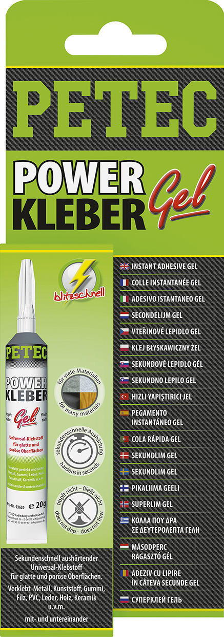 Petec Sekundenkleber Powerkleber Power Kleber Gel Sekundenklebstoff 20g 93720