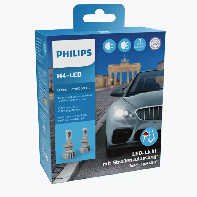 Philips H4 Ultinon Pro6000 H4 LED 11342U6000X2 LED mit Straßenzulassung* 12V