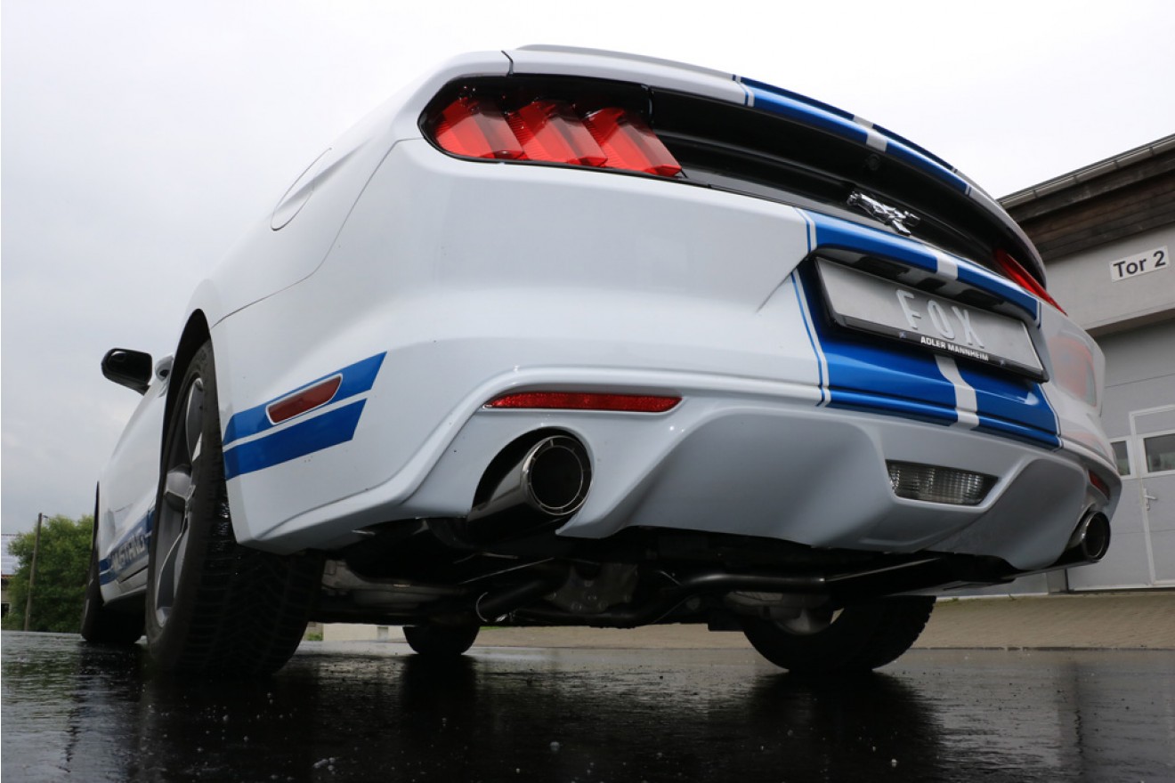 Fox Duplex Auspuff Sportauspuff Endschalldämpfer für Ford Mustang Coupe Cabrio