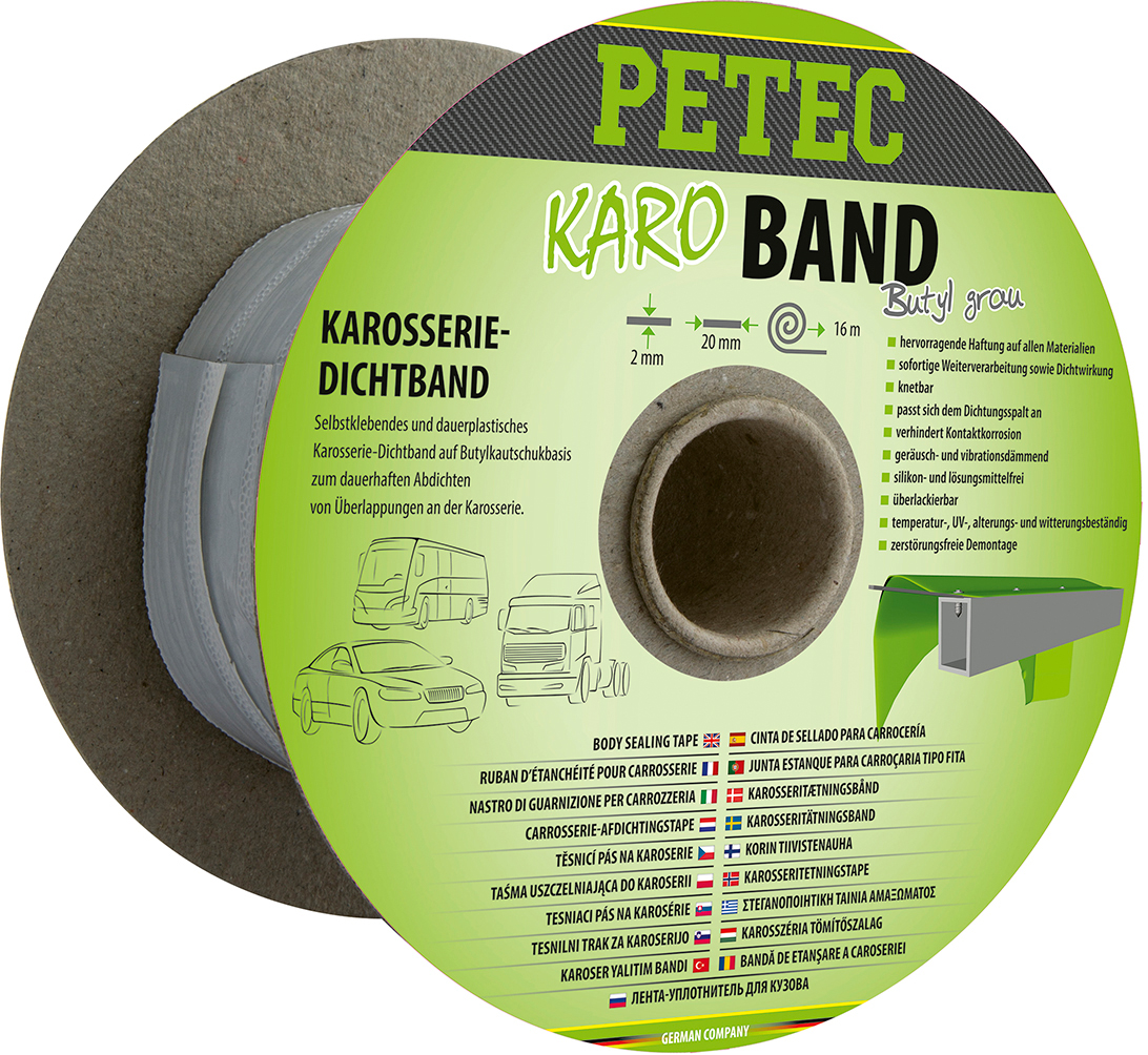 Petec Dichtstoff Karo-Band Karosseriedichtband Butyl flach grau 16m 87520